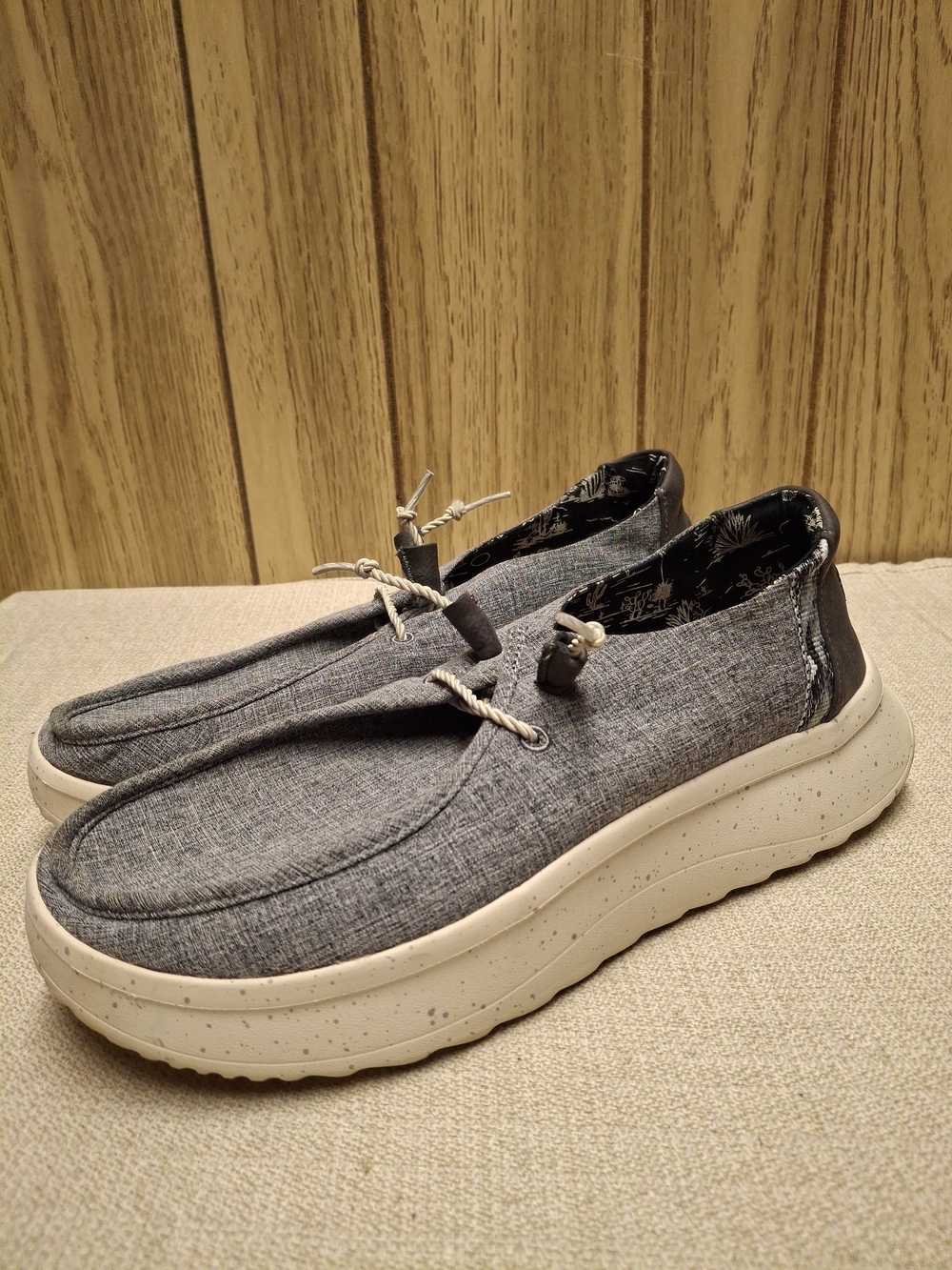 HEYDUDE Wendy Peak Woven Casual Shoes Charcoal Womens Size 12